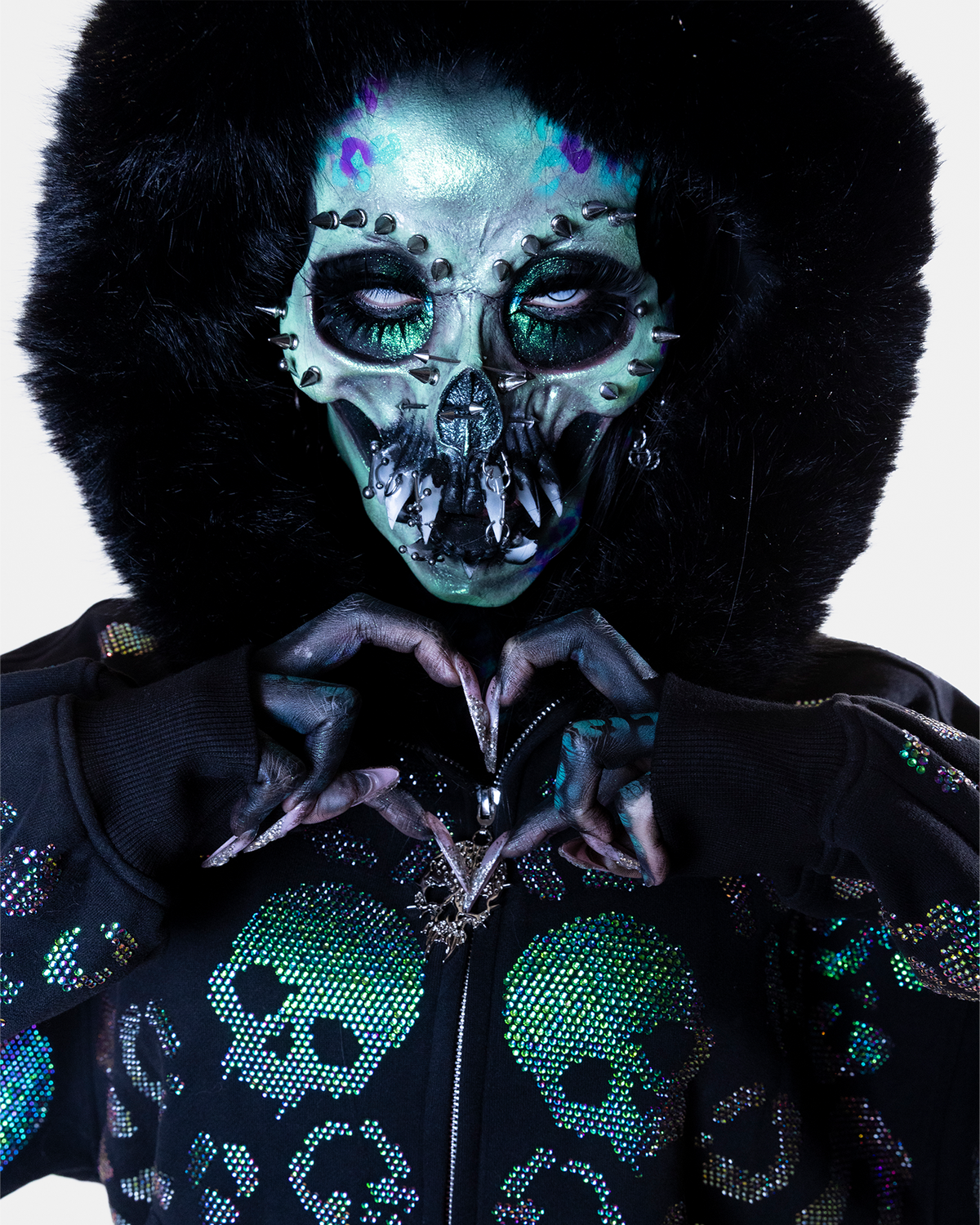 Scene Icon rhinestoned zip jacket & pants set