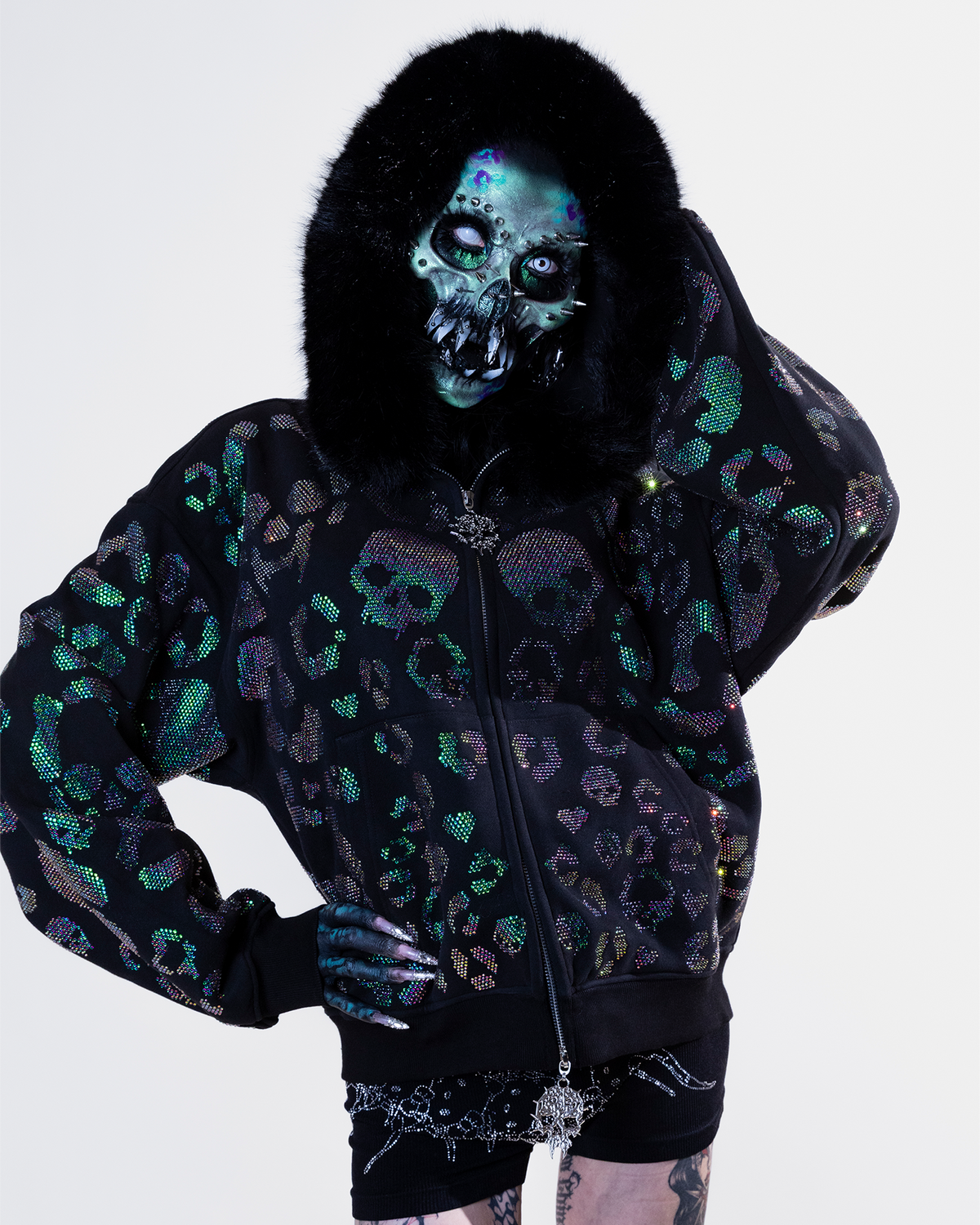 Scene Icon rhinestoned zip jacket & pants set