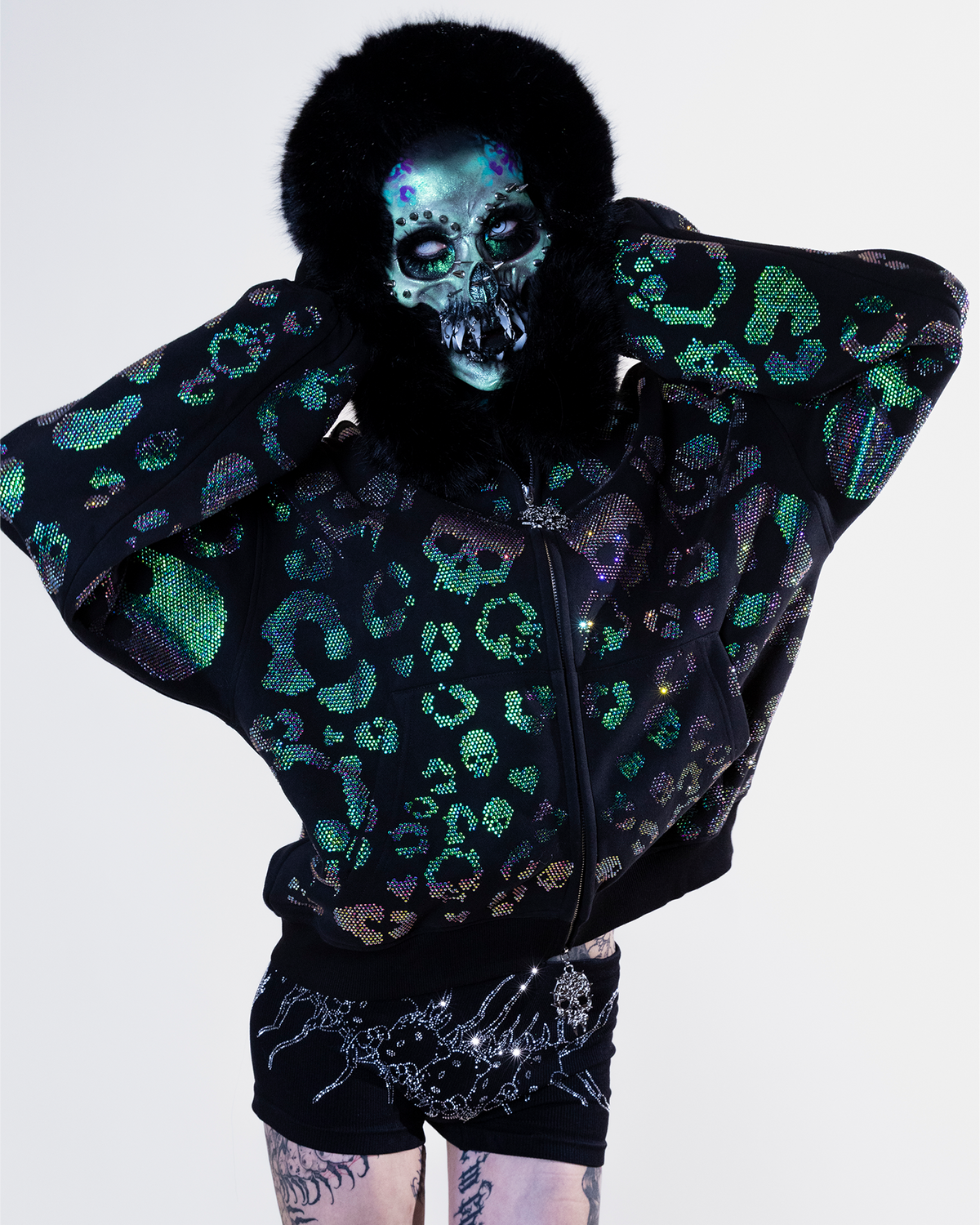 Scene Icon rhinestoned zip jacket & pants set