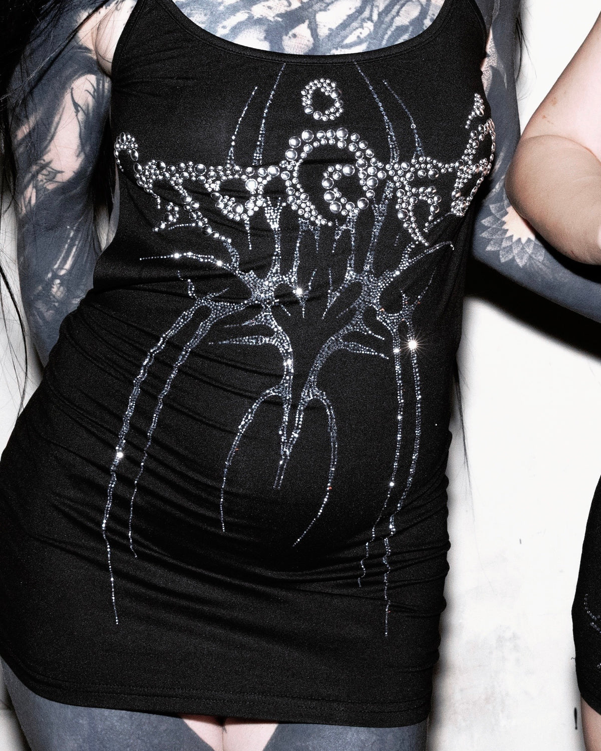 NUWA1997 Backless Rhinestone ultra mini dress in CVNT product view - alternate view