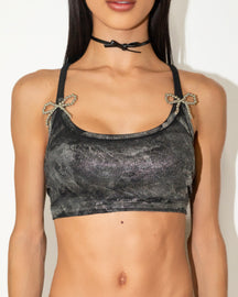 NUWA1997 “Mercury” mini crop top in black product view - alternate view