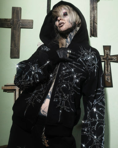 “Paingel” Rhinestone hoodie & pants set