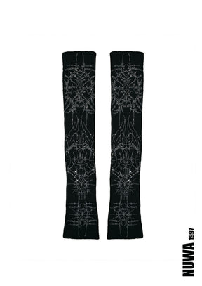 NUWA1997 “Paingel” Rhinestoned gloves in Black( a pair) product view