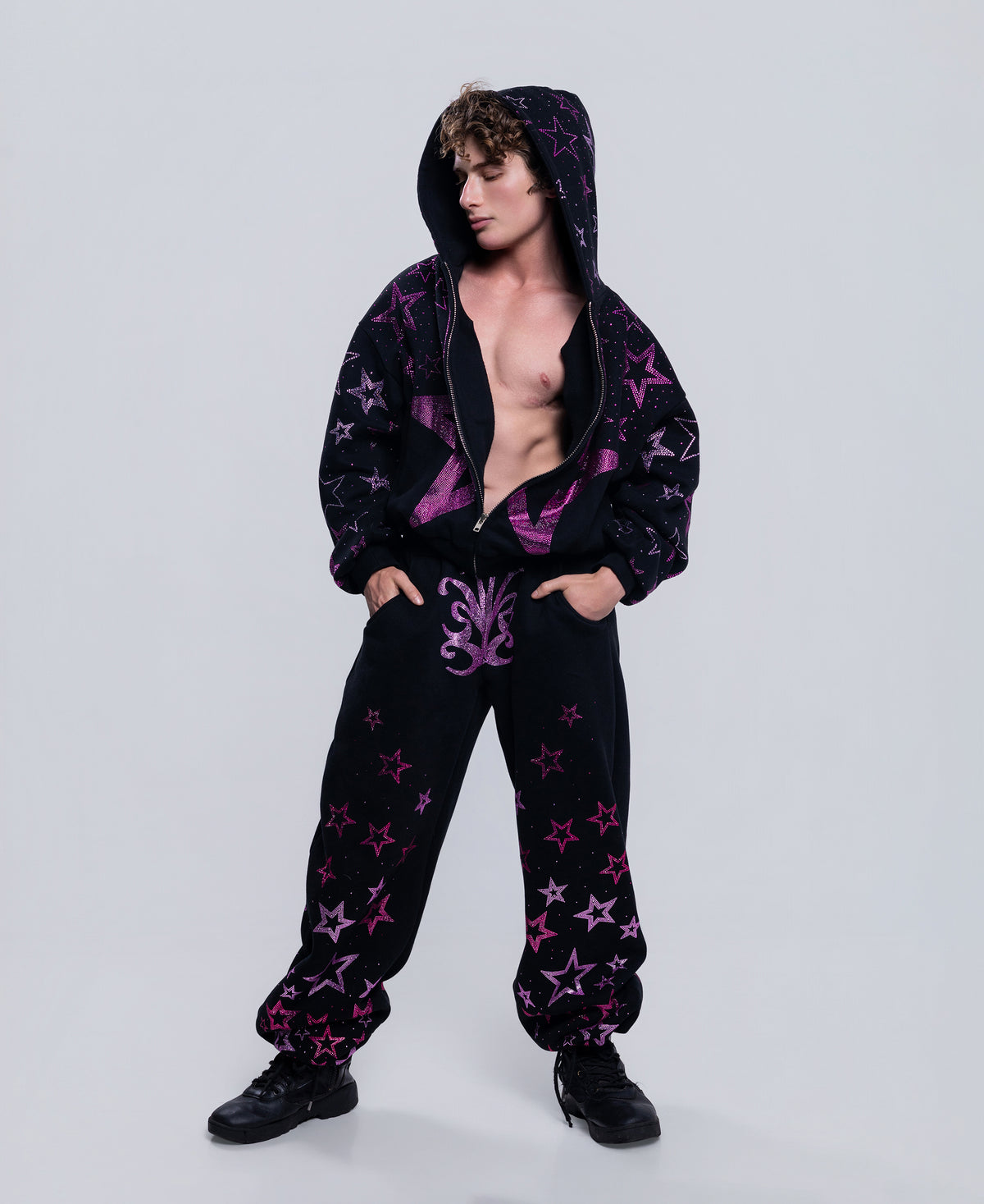 NUWA1997 Kerri Colby “All Star” hoodie & pants set in deep-gray product view - alternate view