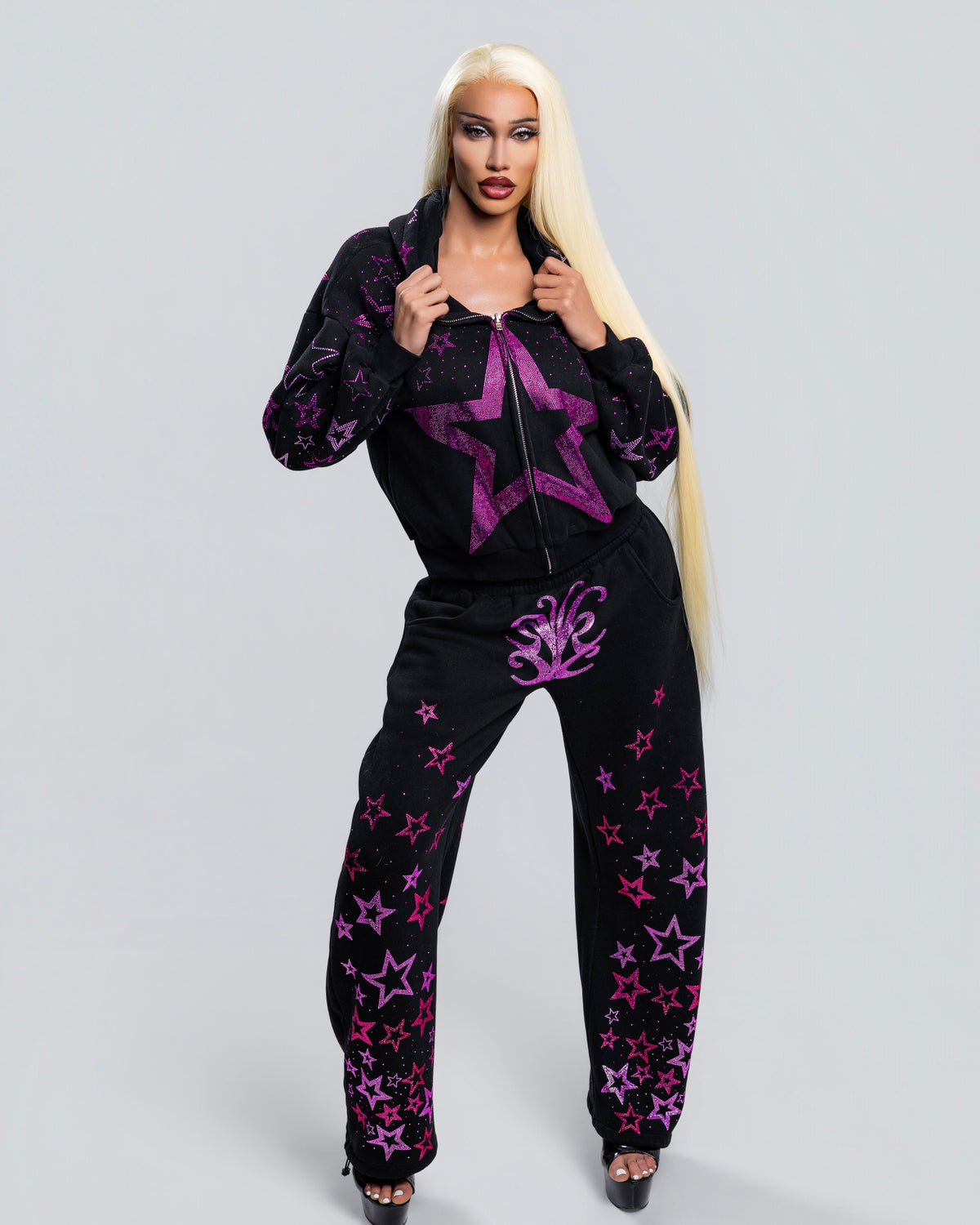 NUWA1997 Kerri Colby “All Star” hoodie & pants set in deep-gray product view - alternate view