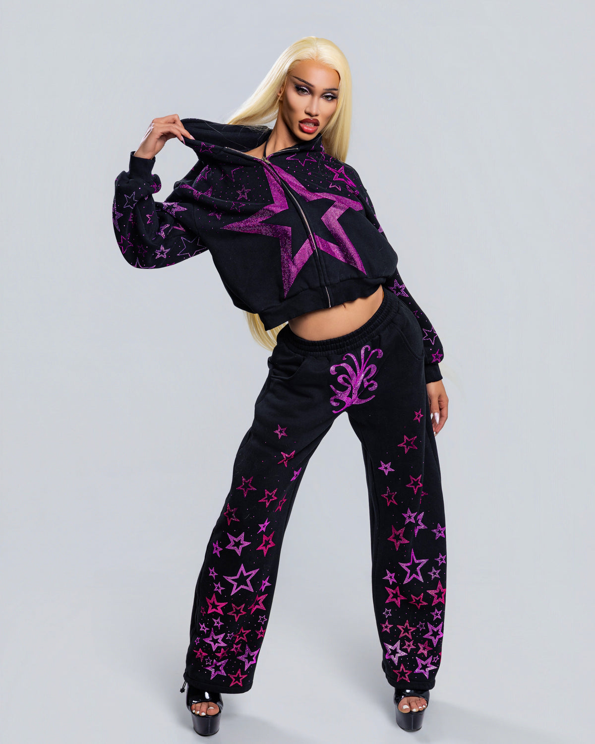 NUWA1997 Kerri Colby “All Star” hoodie & pants set in deep-gray product view - alternate view