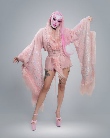 Ancient Desire goatfur kimono with belt