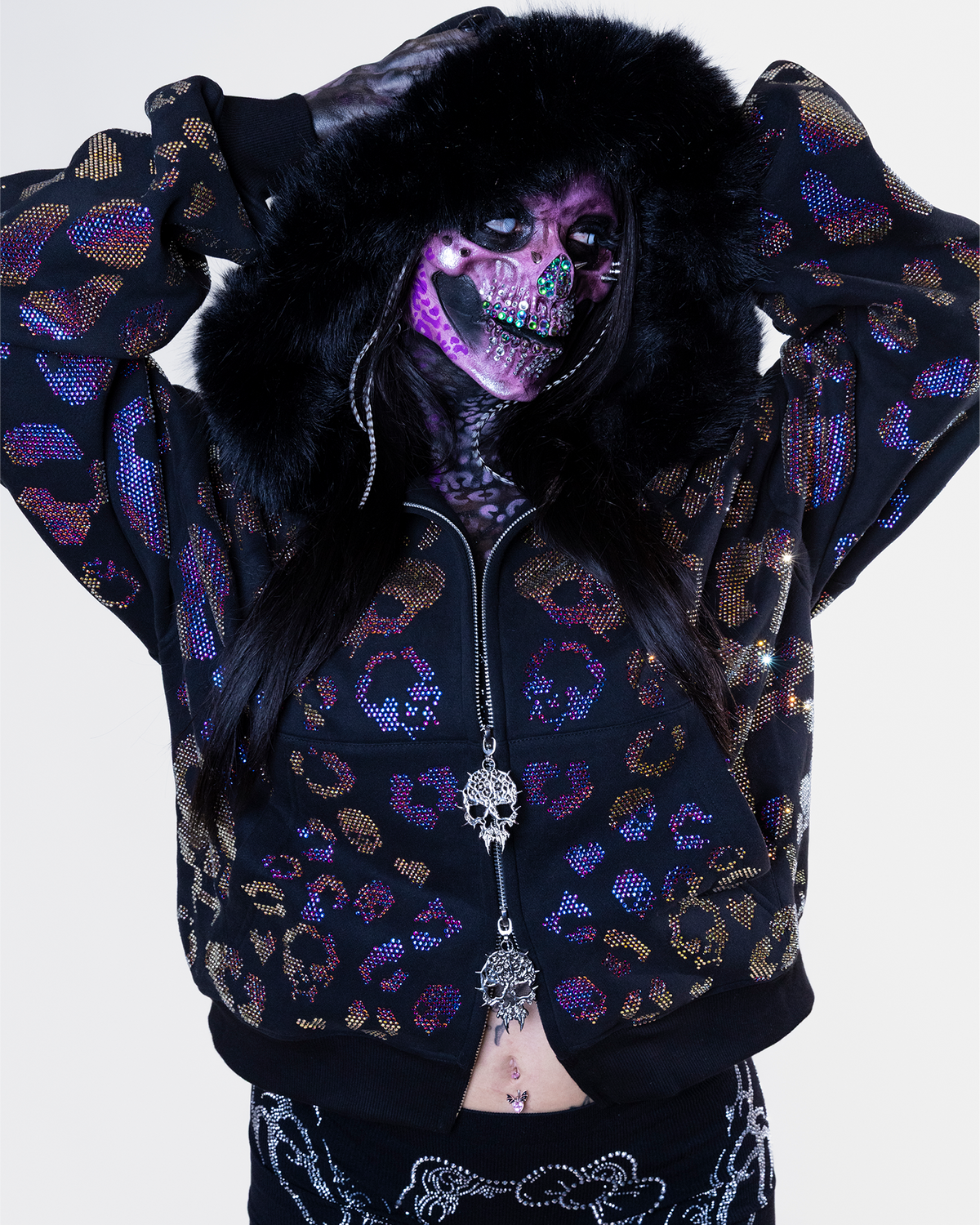 Scene Icon rhinestoned zip jacket & pants set