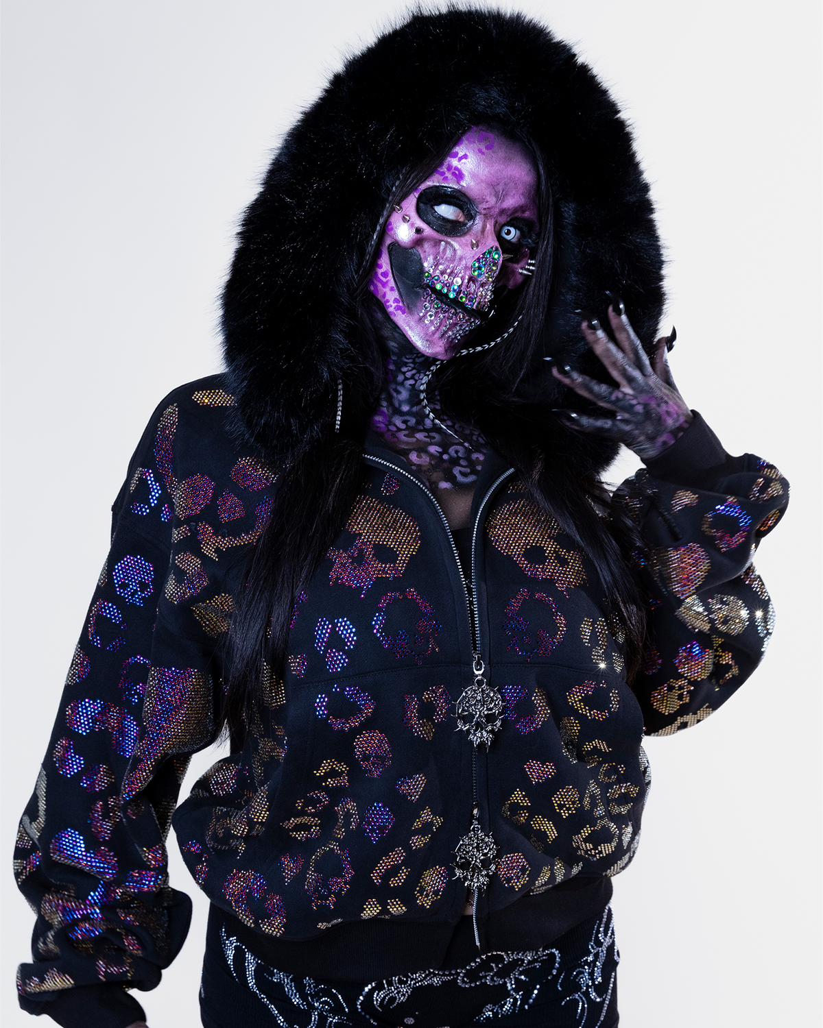 Scene Icon rhinestoned zip jacket & pants set