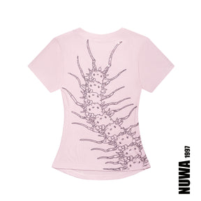 NUWA1997 Arachnio Rhinestoned Baby Tee top in black-centipede product view - alternate view