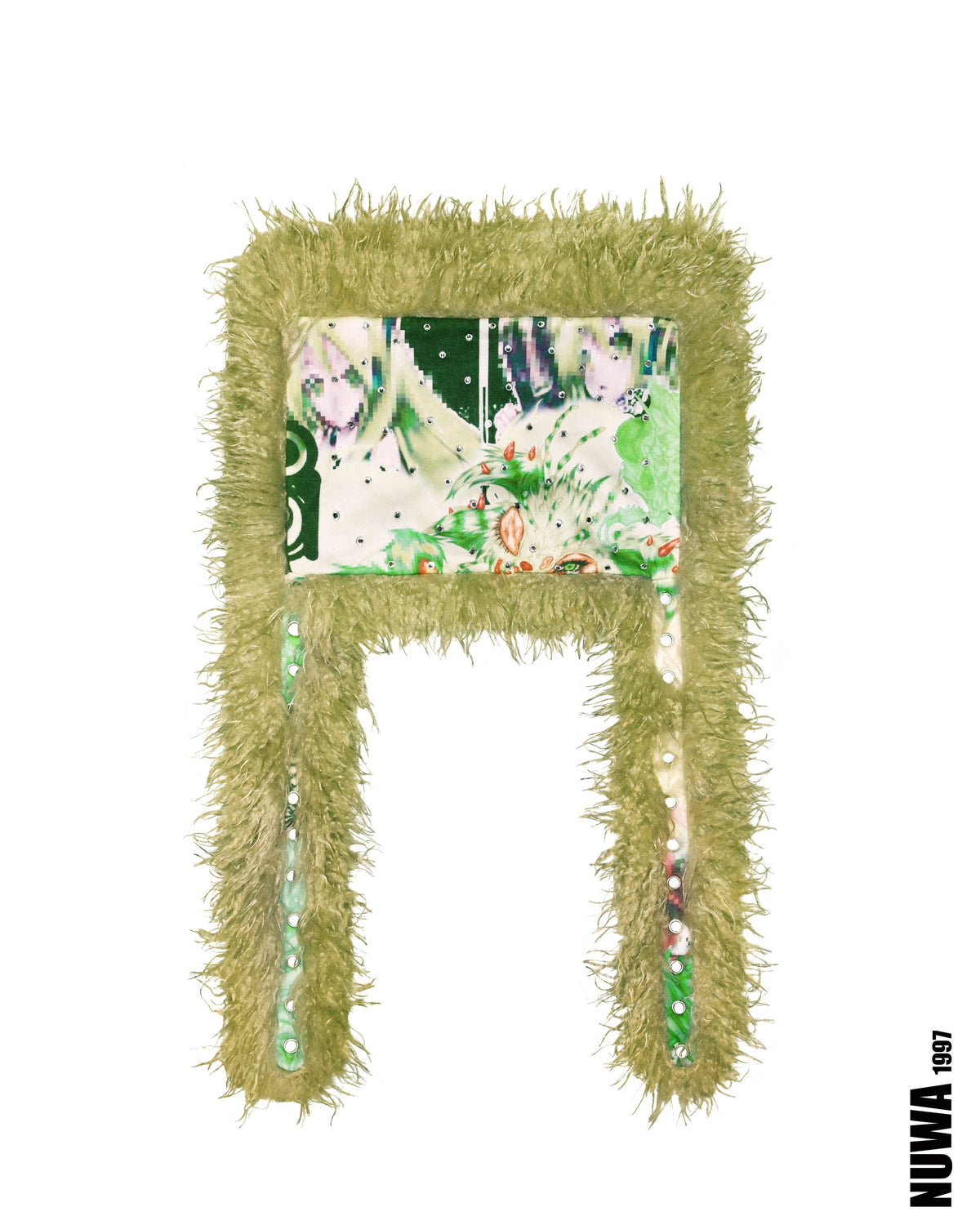 NUWA1997 Hoso faux fur skirt in green product view - alternate view