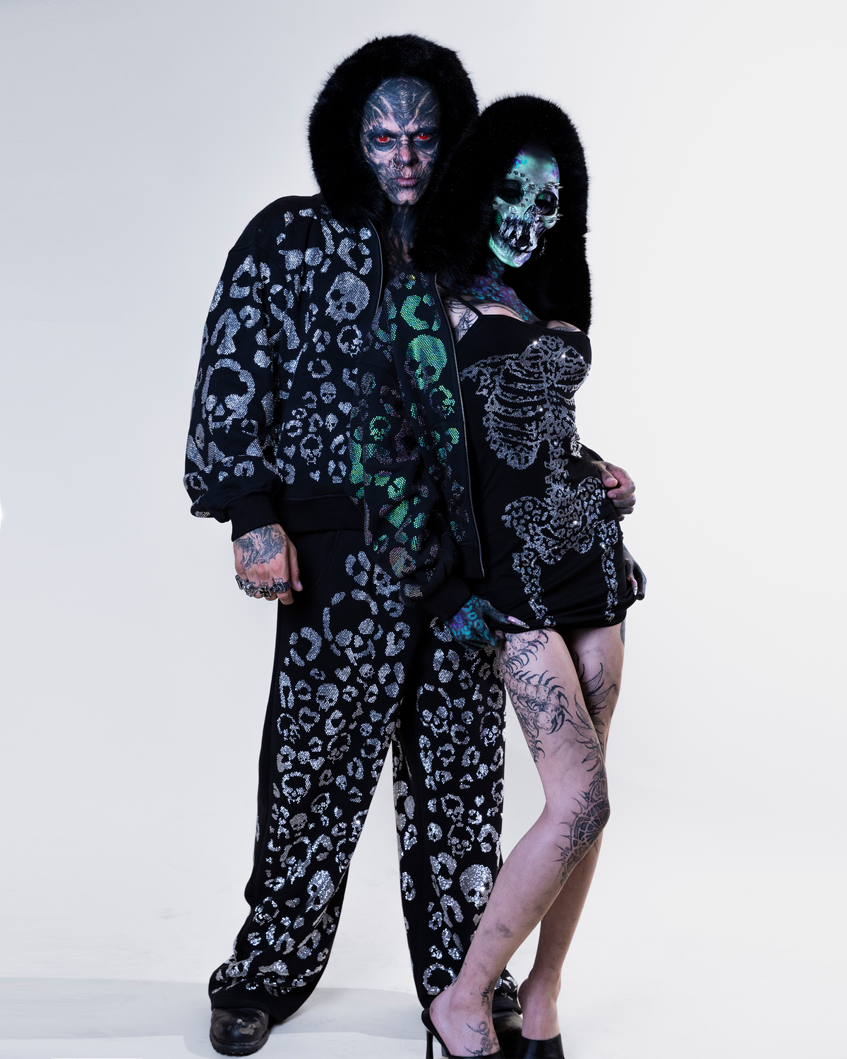 Scene Icon rhinestoned zip jacket & pants set