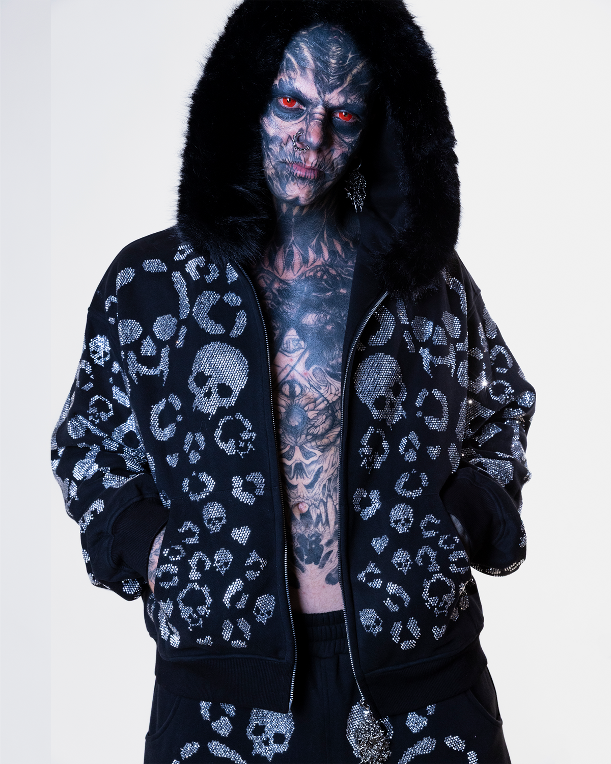 Scene Icon rhinestoned zip jacket & pants set