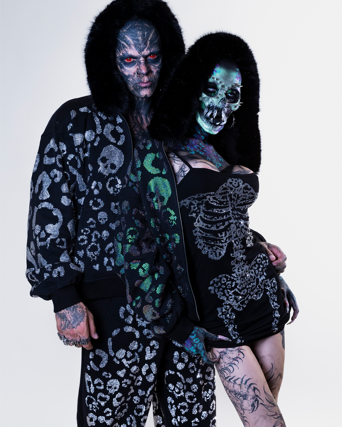 Scene Icon rhinestoned zip jacket & pants set